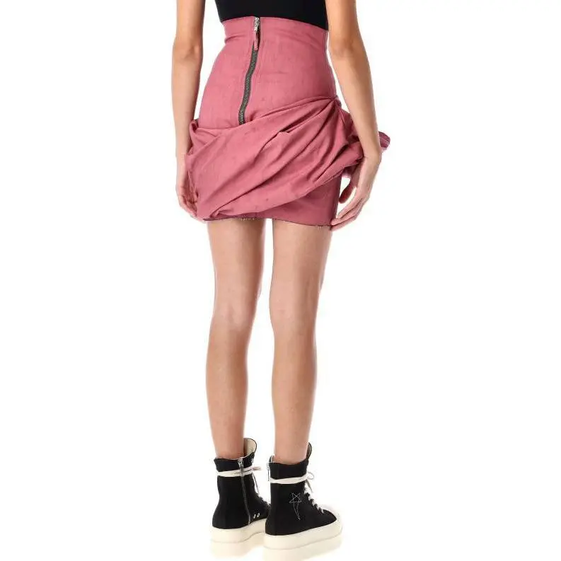 RICK OWENS High Waist Draped Mini Skirt-1