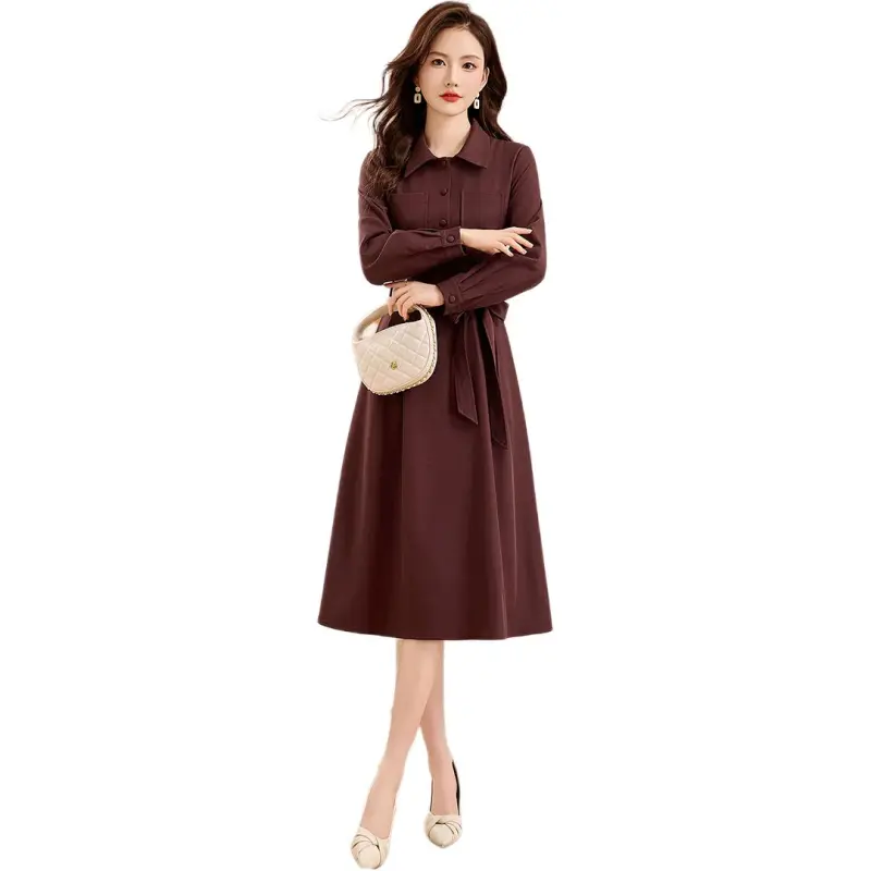 Fele.d Long Sleeved Dress Women's Ancora Red-0