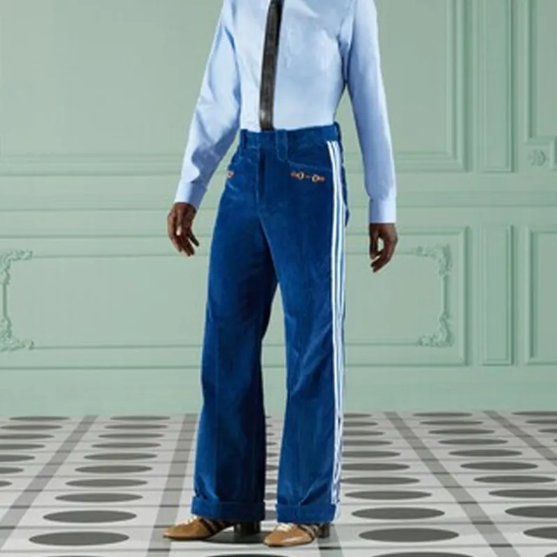 GUCCI x Adidas Casual Pants Men's Blue-3