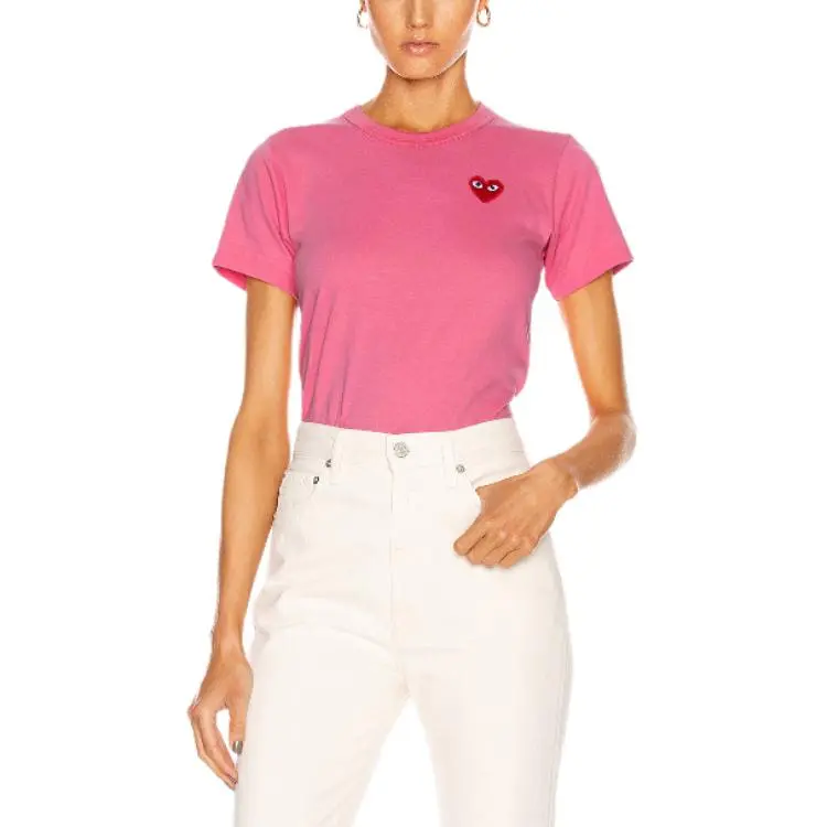 CDG Play T Shirts Unisex Pink-4