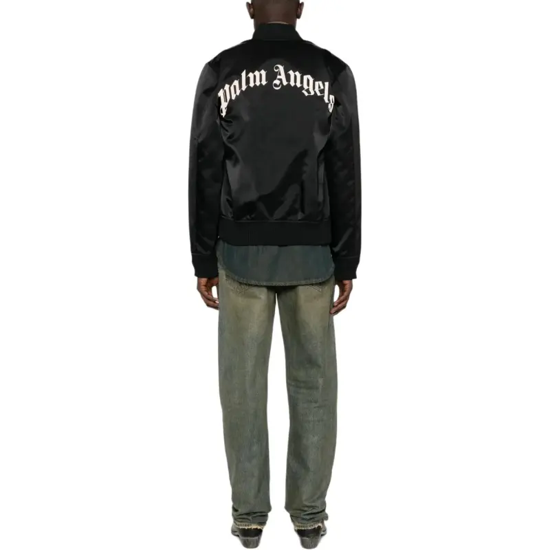 PALM ANGELS Curved Logo Zipped Bomber Jacket-2