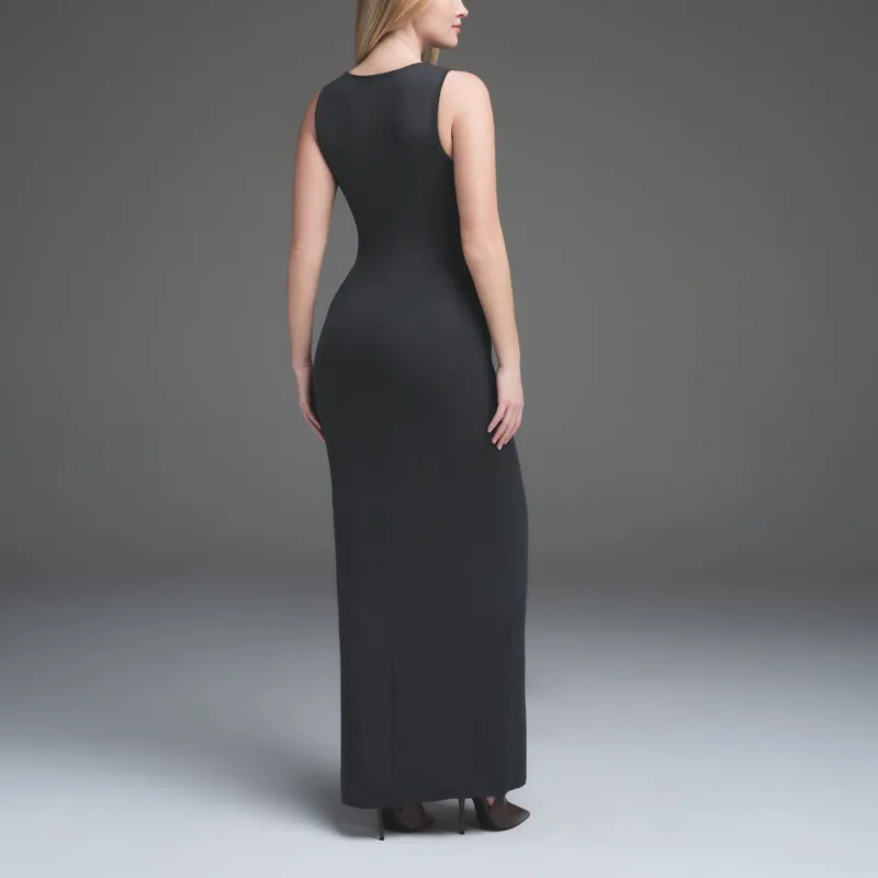 SKIMS SS25 SMOOTH LAYERS LONG BOAT NECK DRESS Sleeveless Dress Women's Graphite/Graphite-3