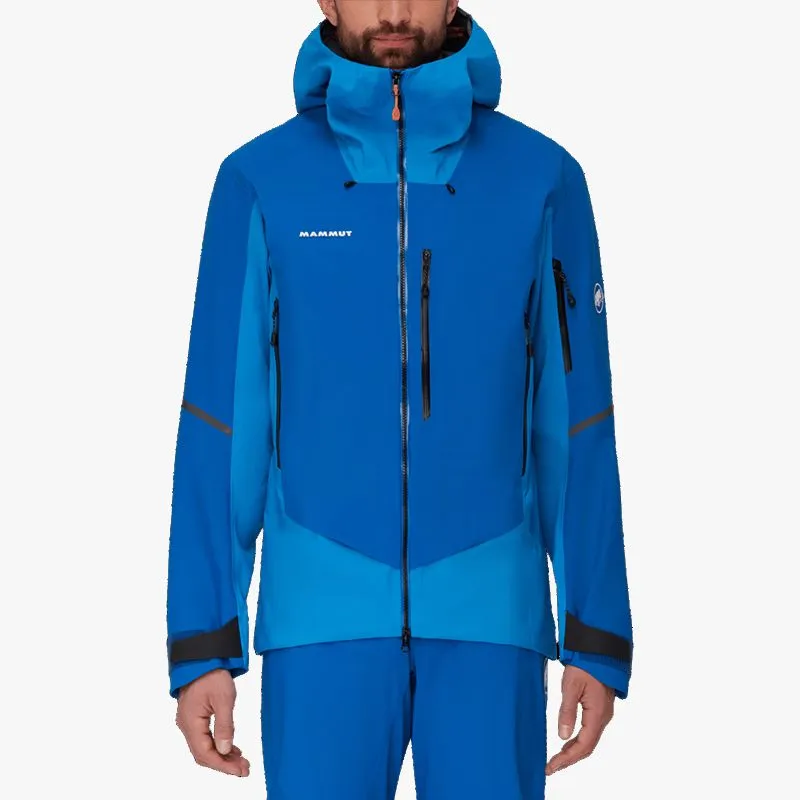 MAMMUT Nordwand Water-Resistant Windproof UV Protection Breathable Windbreaker Jacket Unisex Dark Blue With Necklace-2