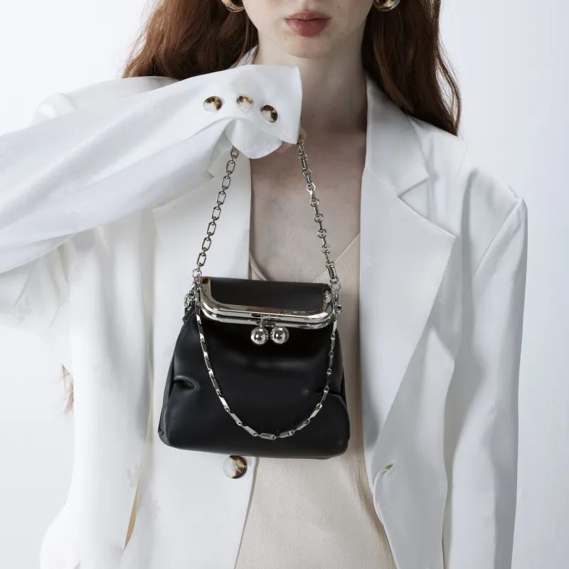 Shinpos Cow Leather Shoulder Bag, Crossbody Bag Regular Women's Black-2