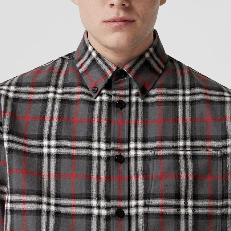 Burberry Blurred Check Cotton Oversized Shirt-1