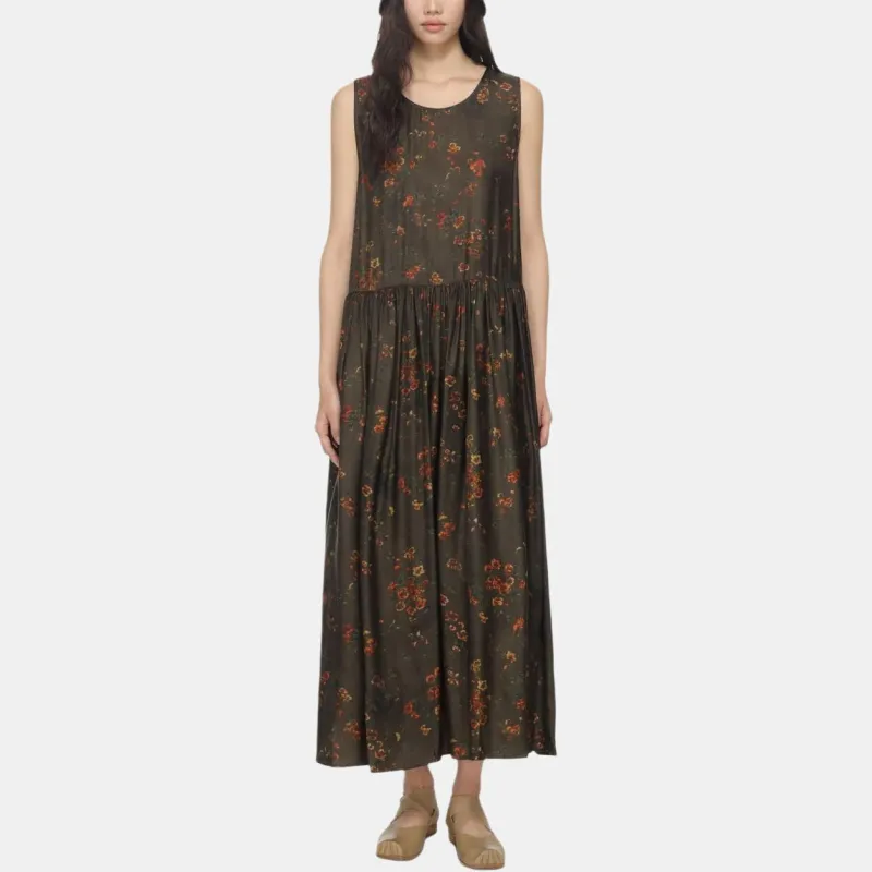 UMA WANG Floral Printed Sleeveless Midi Dress-2