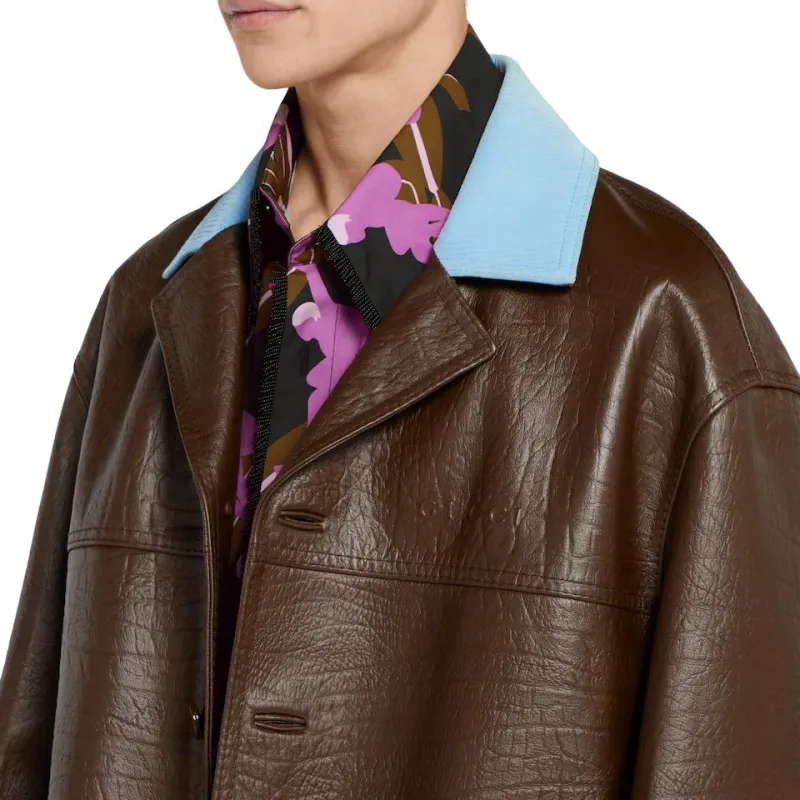 GUCCI SS25 Leather Jacket Men's Dark Brown-6