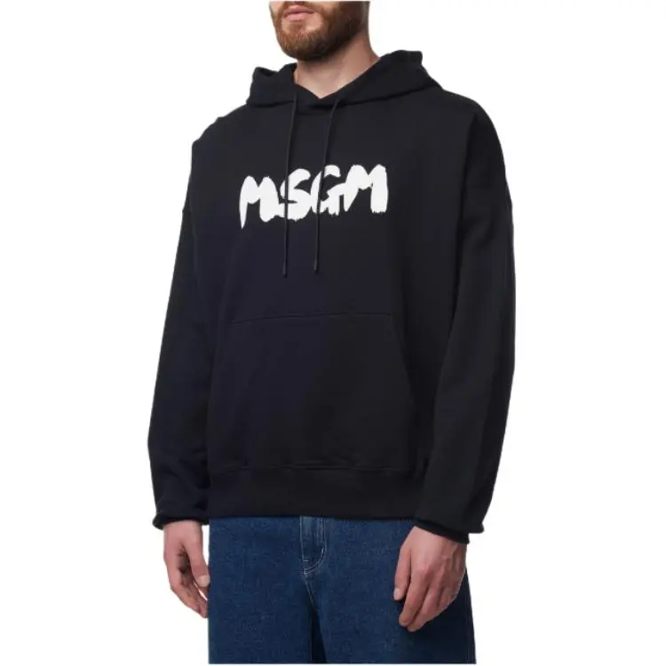 MSGM Logo Printed Drawstring Hoodie-2