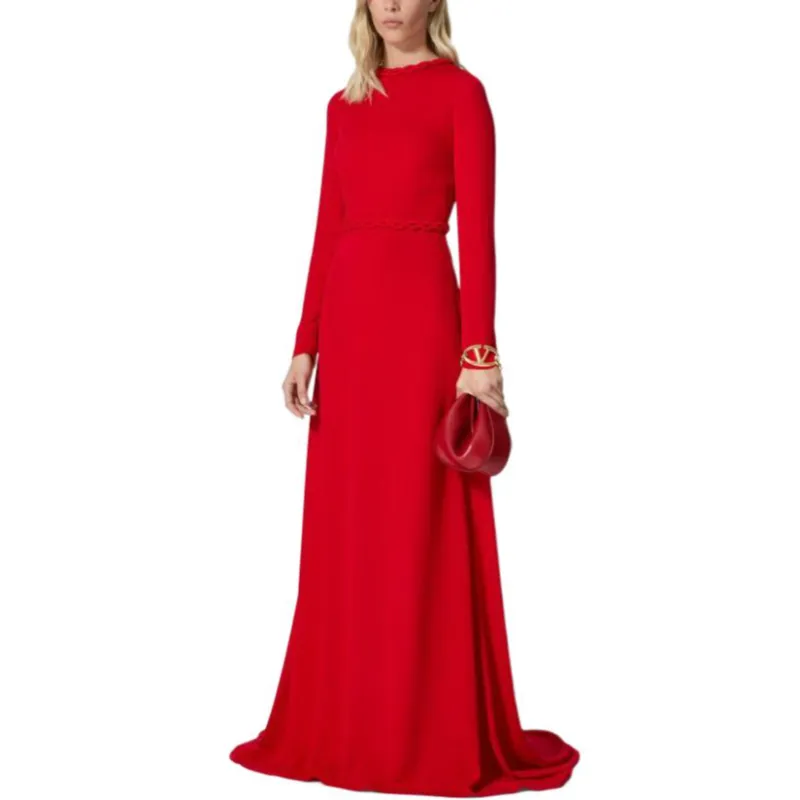 Valentino Long Sleeved Dress Women's Red-3