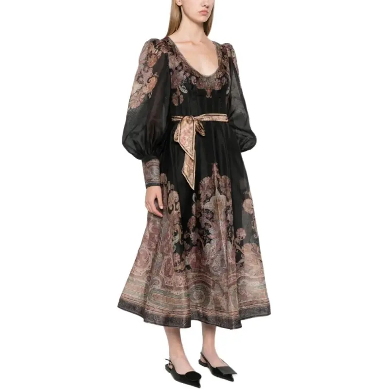 Zimmermann Illustration Structured Balloon Sleeved Maxi Dress-3