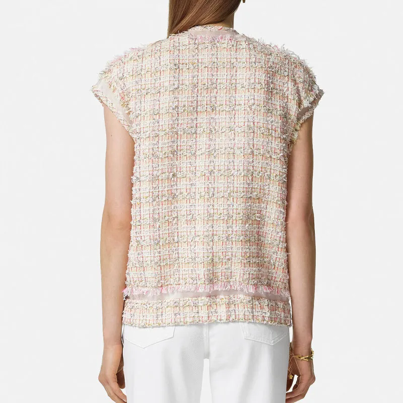 VERSACE Button Up Tweed Gilet-3
