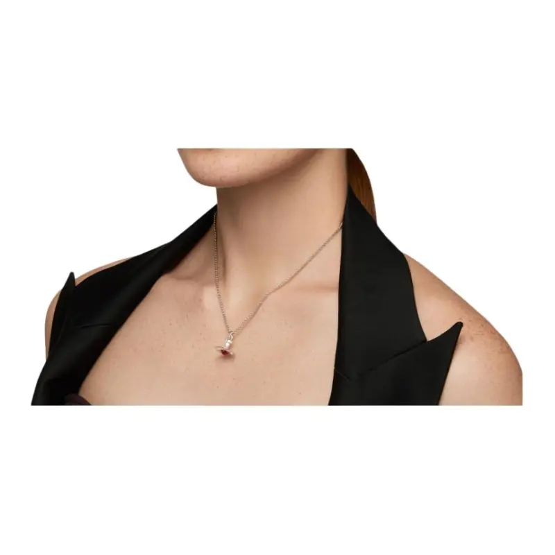 Vivienne Westwood Brass Necklaces Unisex Red Silver-4