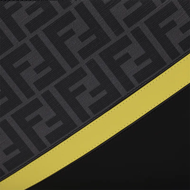 FENDI Artificial Leather Backpack Men's Black/Gray Color/Yellow-7