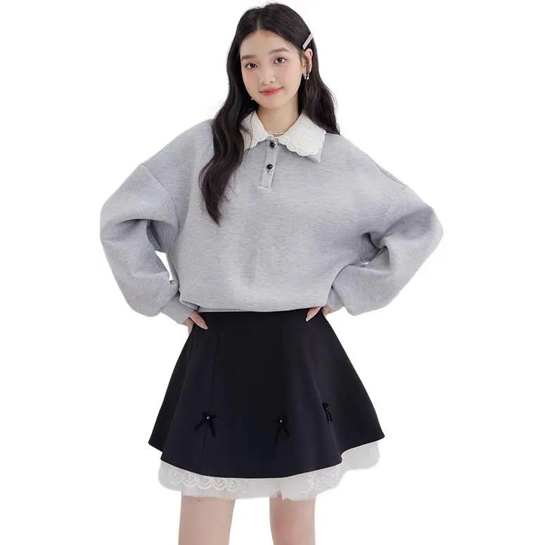 DEAR DEER PUFF Casual Short Skirts Women's Black-1