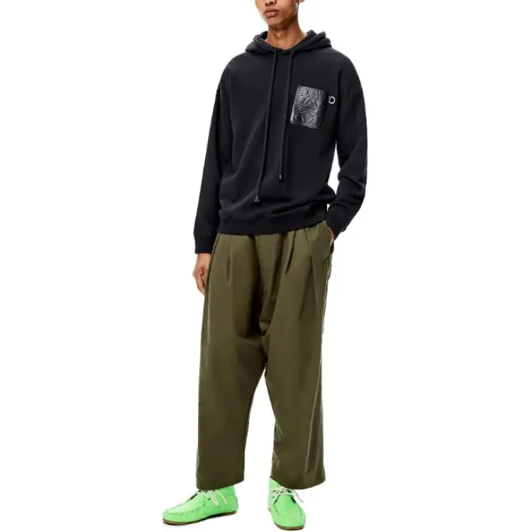 LOEWE Anagram Leather Patch Hoodie-3