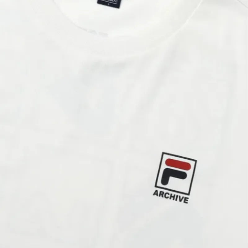 FILA Cotton Blend F Box Short Sleeve T Shirt T Shirt Unisex White-2