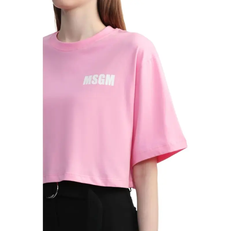 MSGM Drop Shoulder Sleeve T Shirt Women's Rose Pink-5