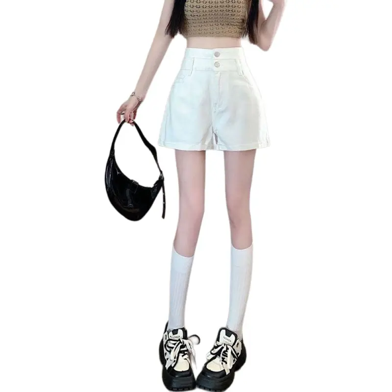 NHZN Denim Shorts Women's White-1