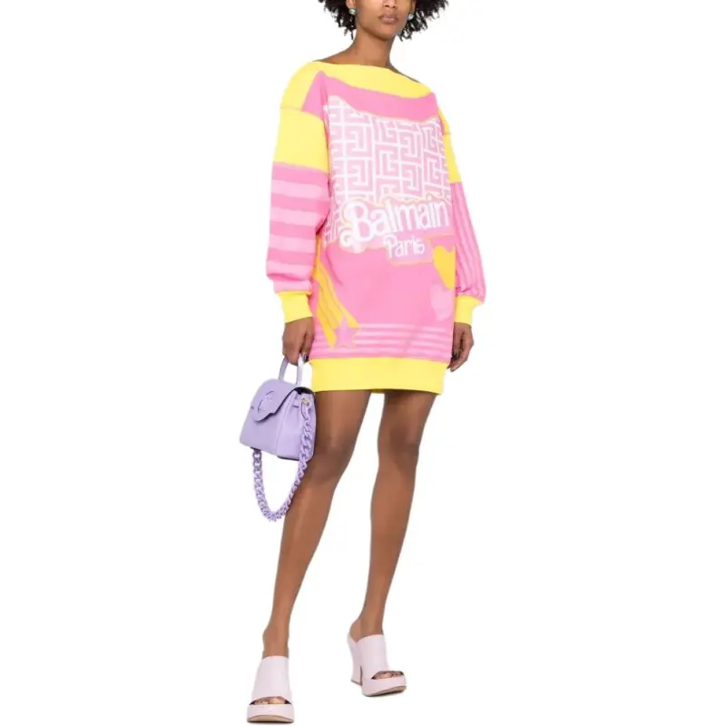 BALMAIN x Barbie Long Sleeved Dress Women's Multicolor-3