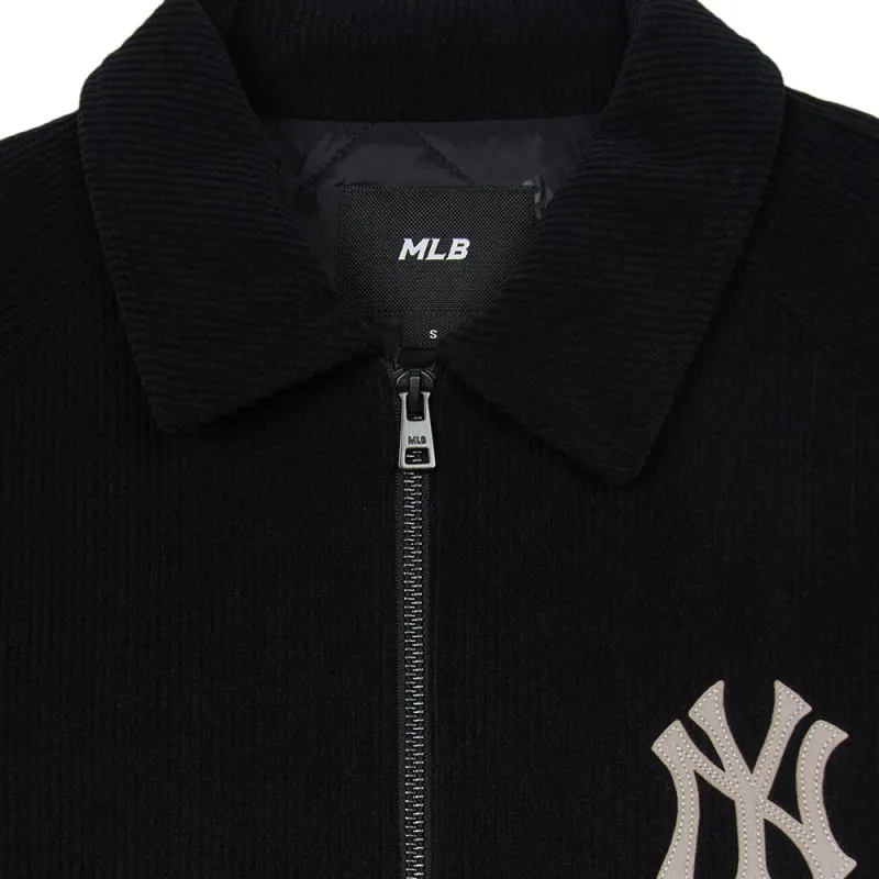 MLB Varsity New York Yankees Woven Shirts Velvet feel Coat Unisex Black-4