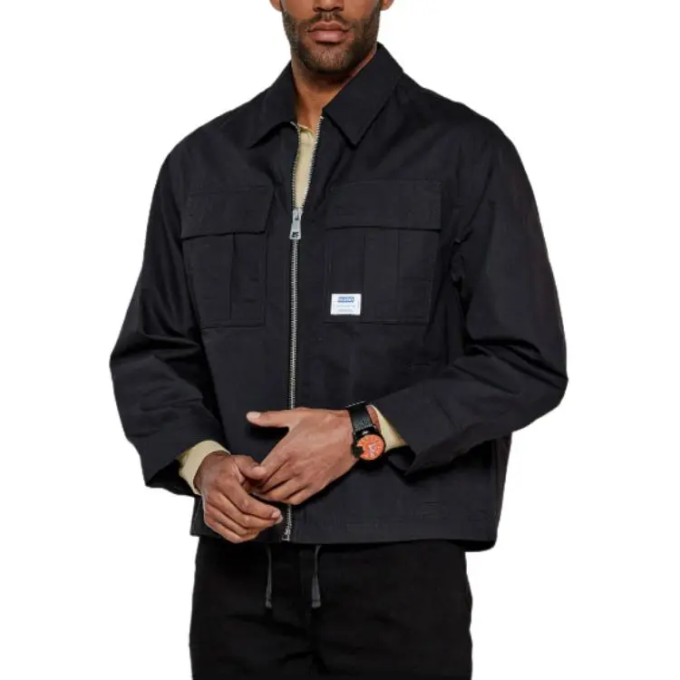 HUGO BOSS Ripstop Cotton Regular Fit Jacket With Logo Label Jackets Coats Men's Black-3