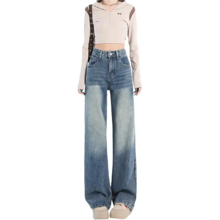 YINLEI Jeans Women's Vintage Blue-4