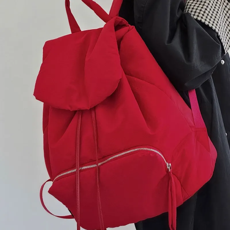 JPJ Fabric Backpack Large Size Unisex Red/Dawn White-2