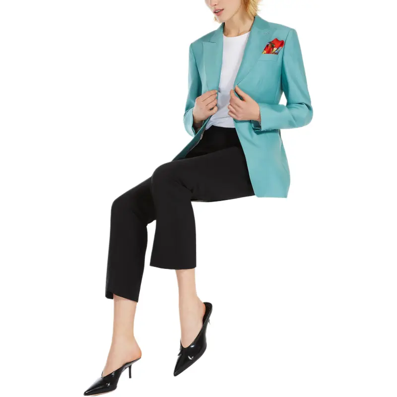MaxMara Avoriaz Collection Single Breasted Blazer In Wool And Silk Duchess Business Suits Coats Women's Green-3