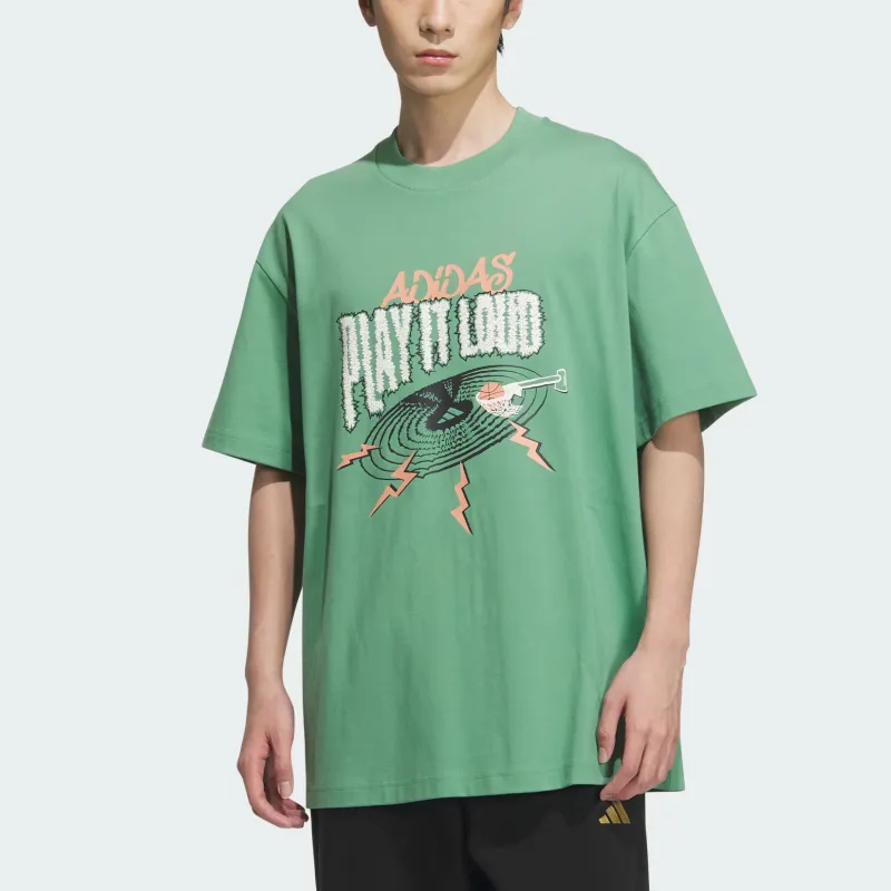 Adidas BASKETBALL T Shirt Men's Soft Green/Pink Brown-1