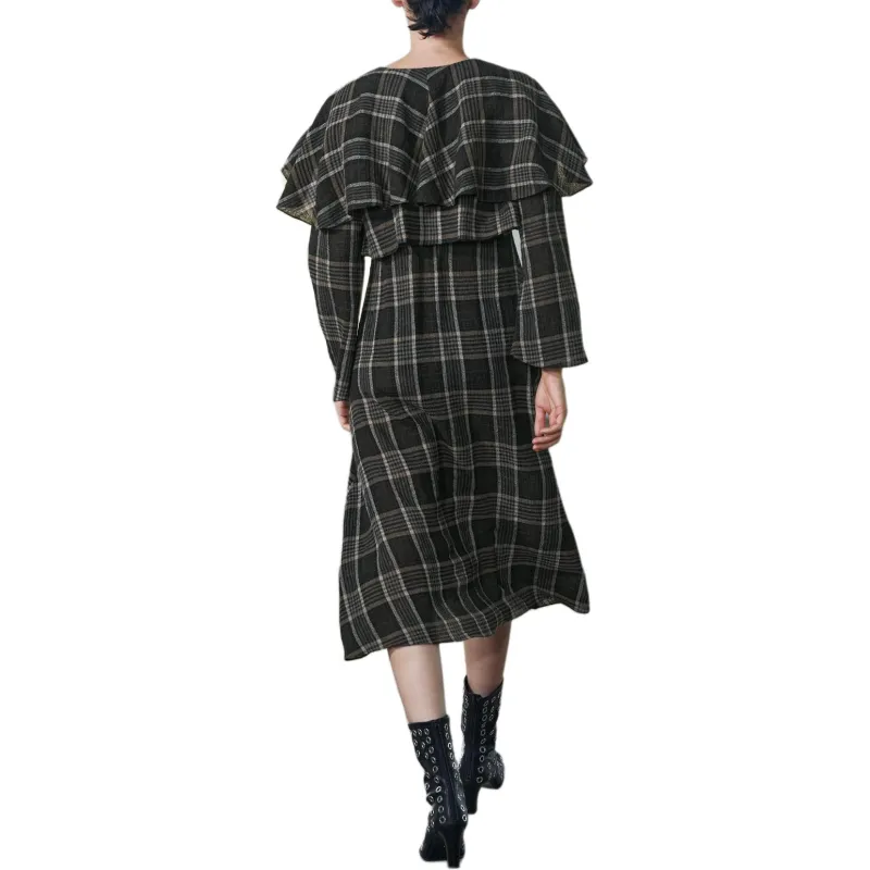 ZARA ZW Series Long-Sleeved Dresses Women's Brown/White-3