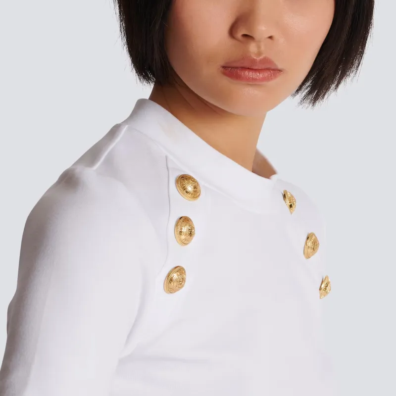 BALMAIN Decorative button T shirt-2