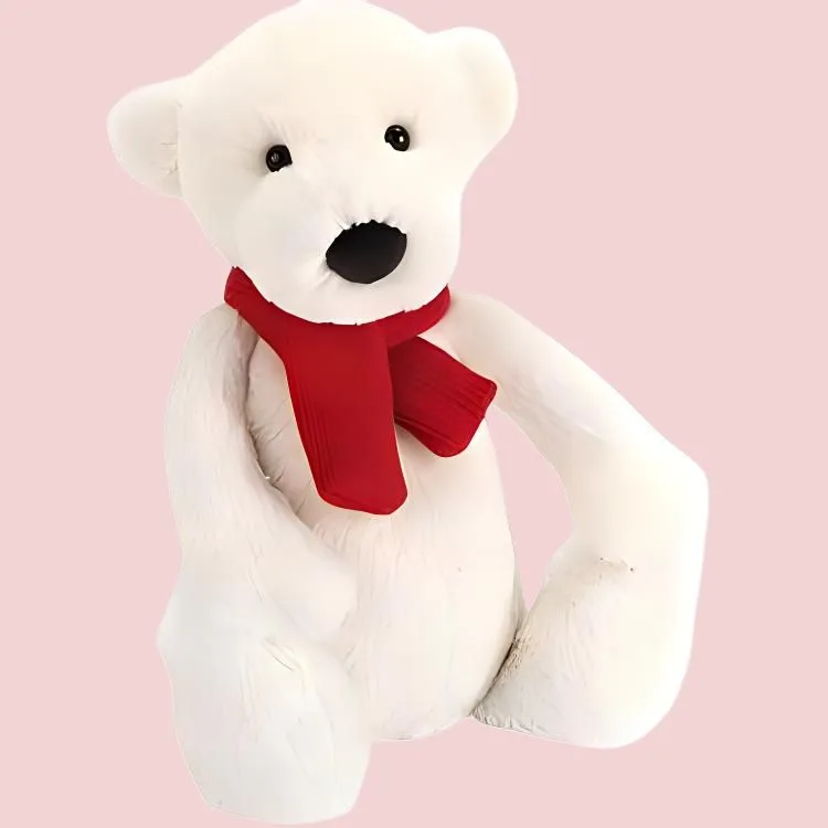 JELLYCAT Christmas Series Red Scarf Polar Bear Dolls Plush Doll 18cm/31cm Height-2