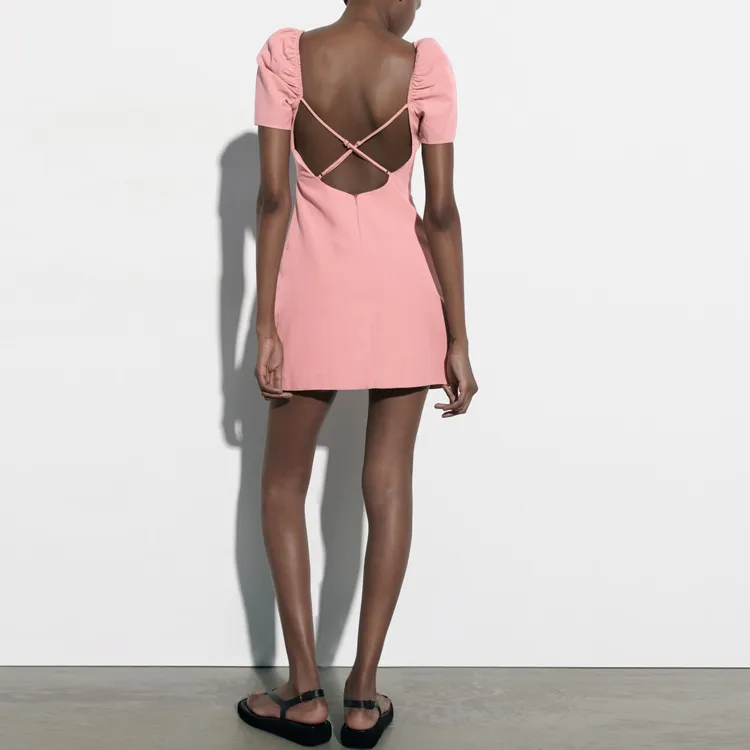 ZARA Short-Sleeved Dresses Women's Pink-3
