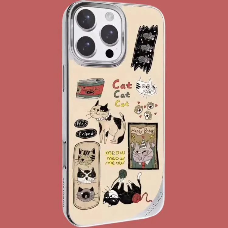 LANWK Glass Material Happy Cat Impact Resistant Magnetic Phone Case Compatible With Apple IPhone 14/15/16/Pro/Pro Max-3
