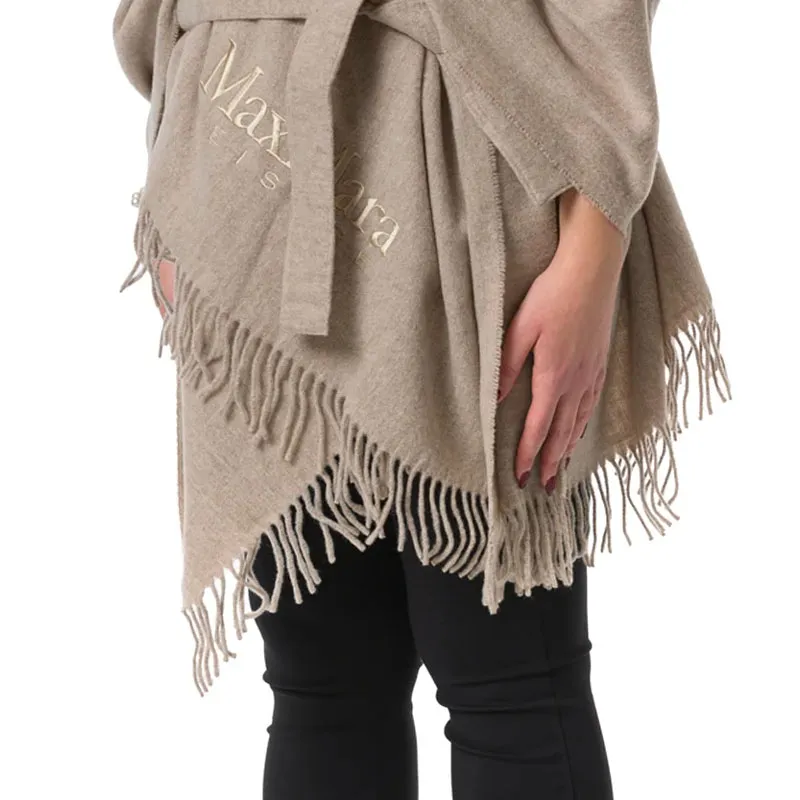 MaxMara Belted Fringed Edge Poncho-3