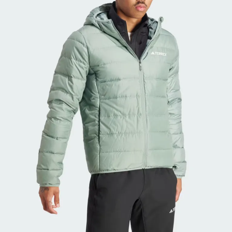 Adidas ULT TERREX MULTI LIGHT DOWN HOODED JACKET Jackets Coats Men's Silver Green-3