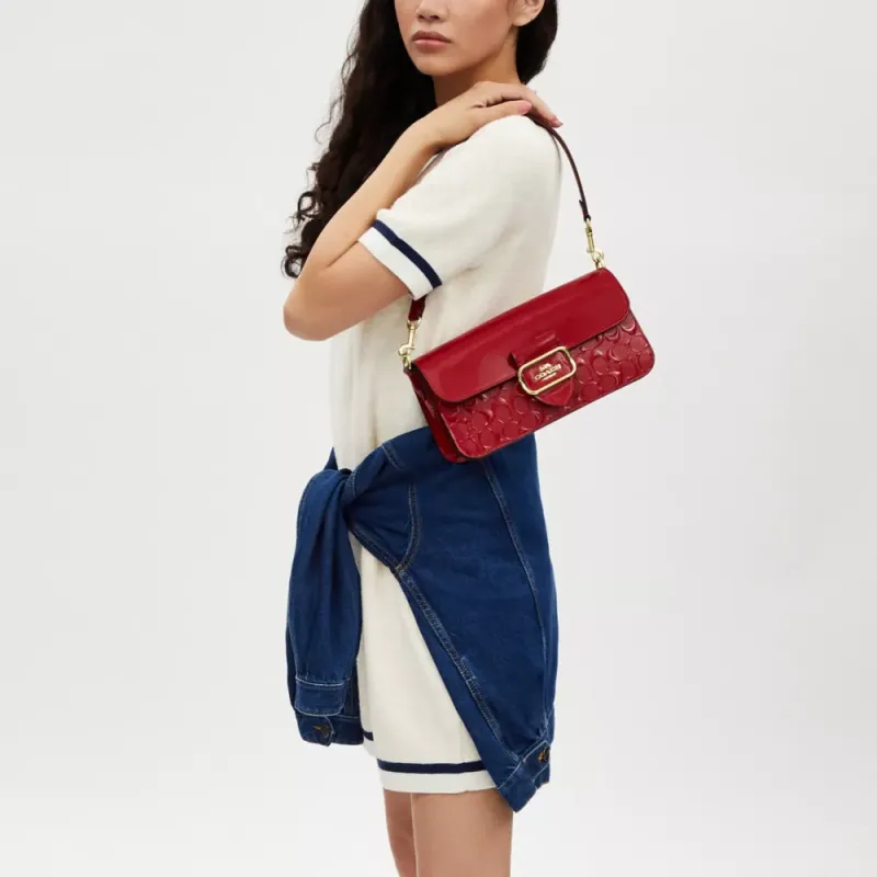 COACH Morgan Split Cow Leather Crossbody Bag, Shoulder Bag Medium Size Women's Red-3