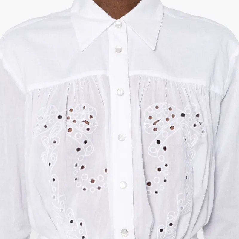 PINKO Broderie-Anglaise Detailed Maxi Shirt Dress-4