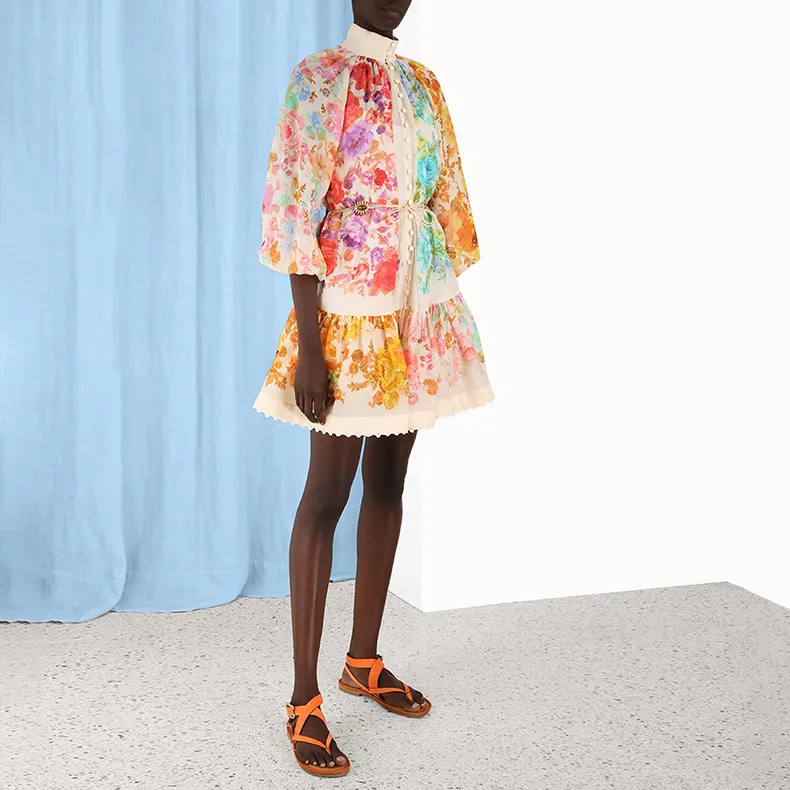 Zimmermann Raie Lantern Floral print Minidress-4