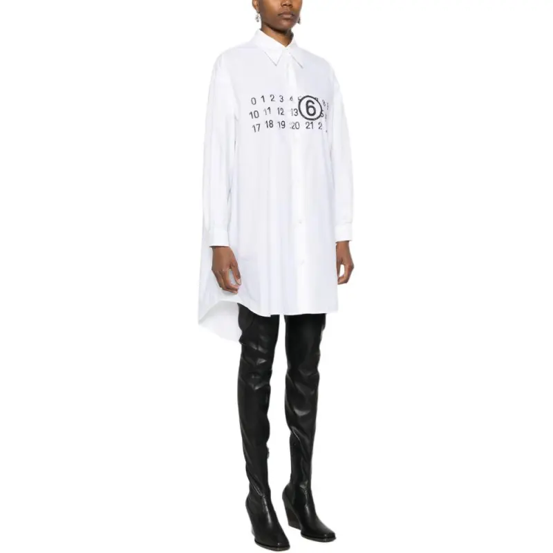 MM6 Maison Margiela Logo Printed Midi Shirt Dress-3