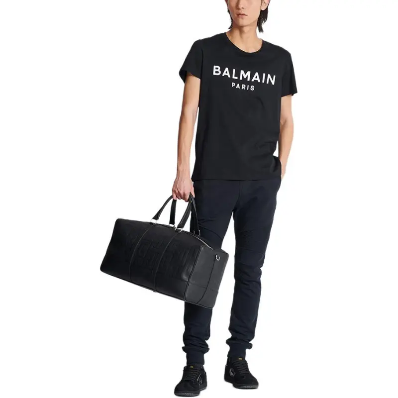 BALMAIN Logo Printed Round Neck T Shirt-2