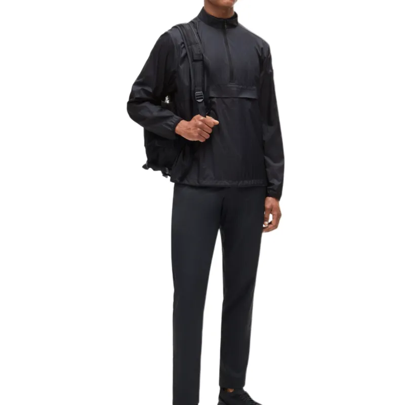 HUGO BOSS Water Repellent Regular Fit Windbreaker In Ripstop Fabric Trench Coat Men's Dark Blue-5