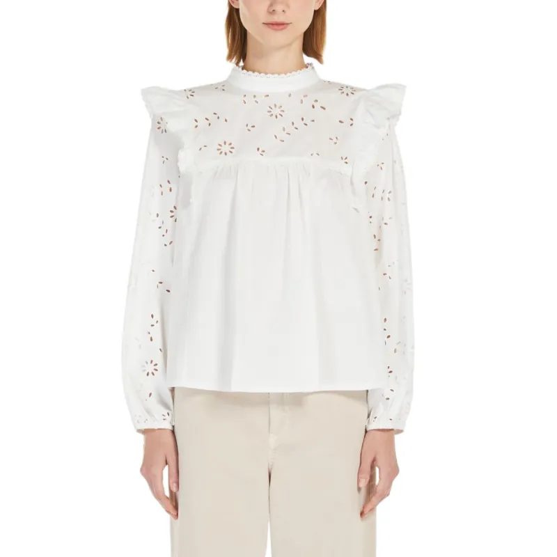 WEEKEND MaxMara Embroidered Ruffled Blouse-1
