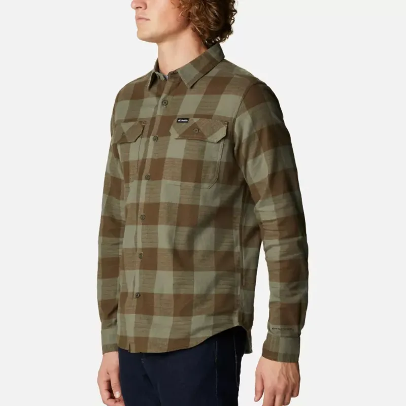 Columbia Shirt Men's Stone Green Twill Buffalo Plaid-3