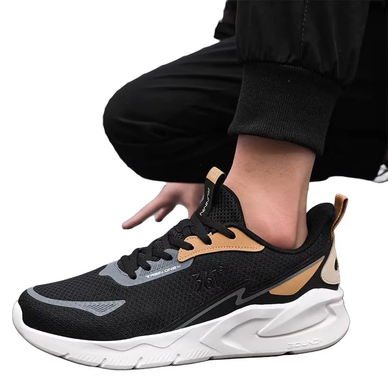 361° Cushioned Wear Resistant Breathable Low Top Casual Running Shoes Men's Black Brown-1