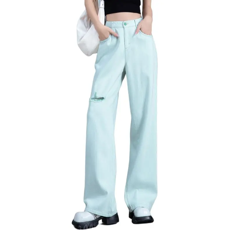 You Cow Me Pants Jeans Women's White Green-7