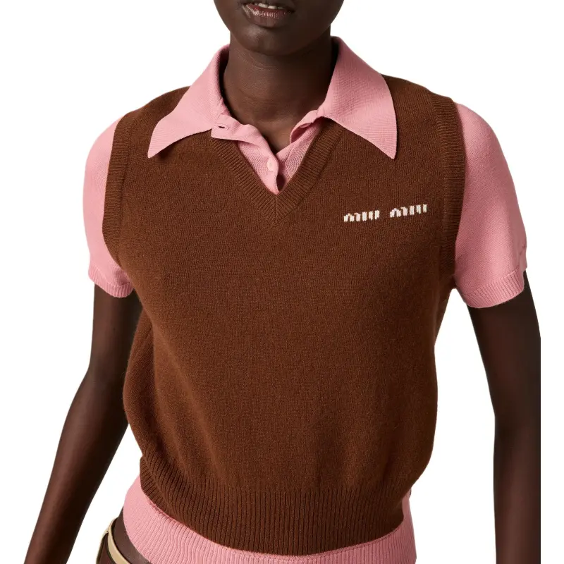 MIU MIU Logo intarsia Polo Top-5