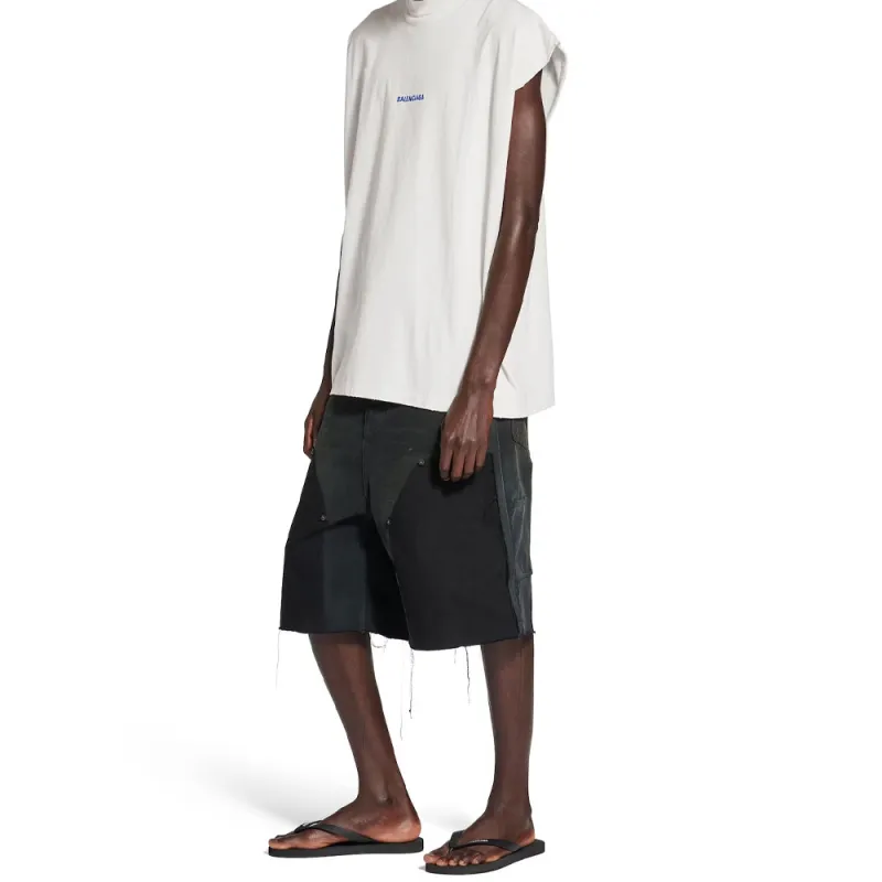 Balenciaga Denim Shorts Loose Fit Men's Black-2