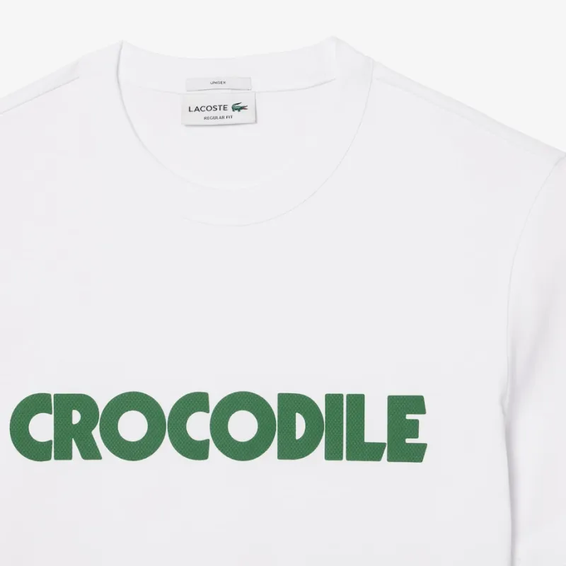 LACOSTE Slogan print Cotton T shirt-1