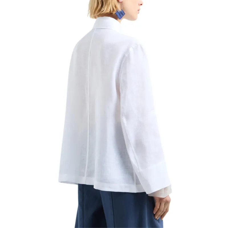 EMPORIO ARMANI Pure Linen Shirt Jacket With Panel-3